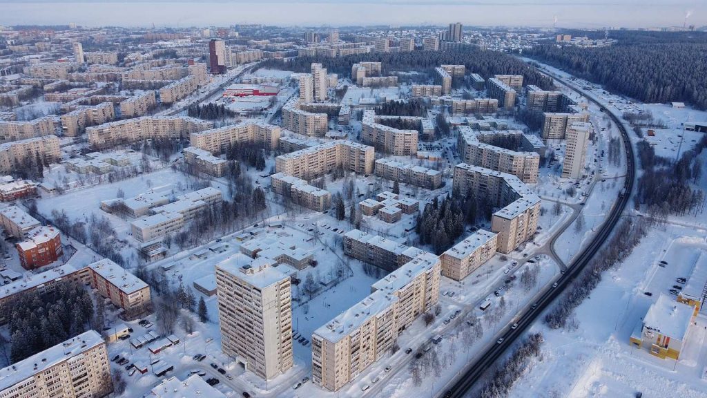 Карельский проспект и спальные кварталы зимой