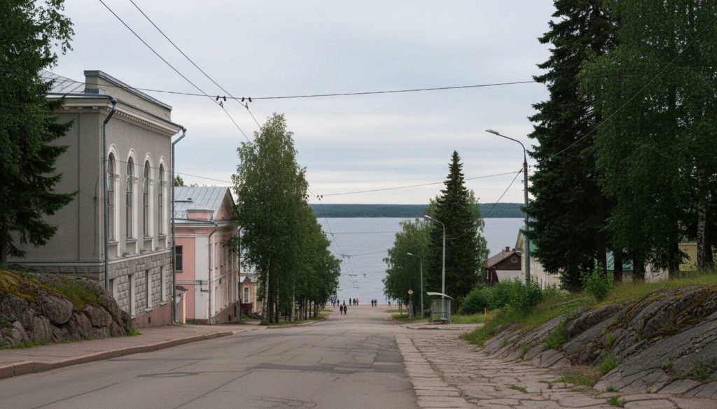 Проспект, спускающийся к Онежскому озеру