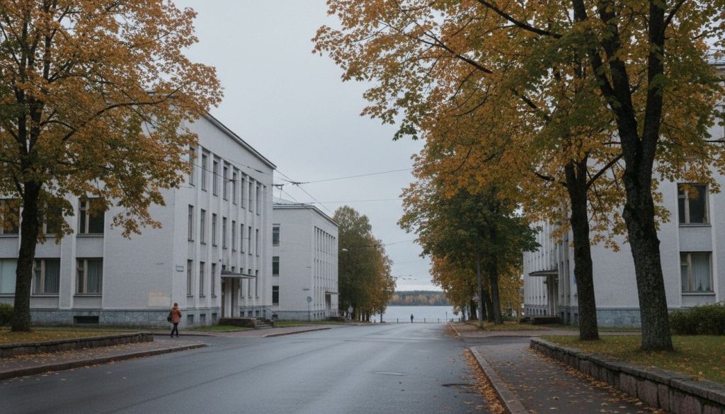 Учебные корпуса на городской улице